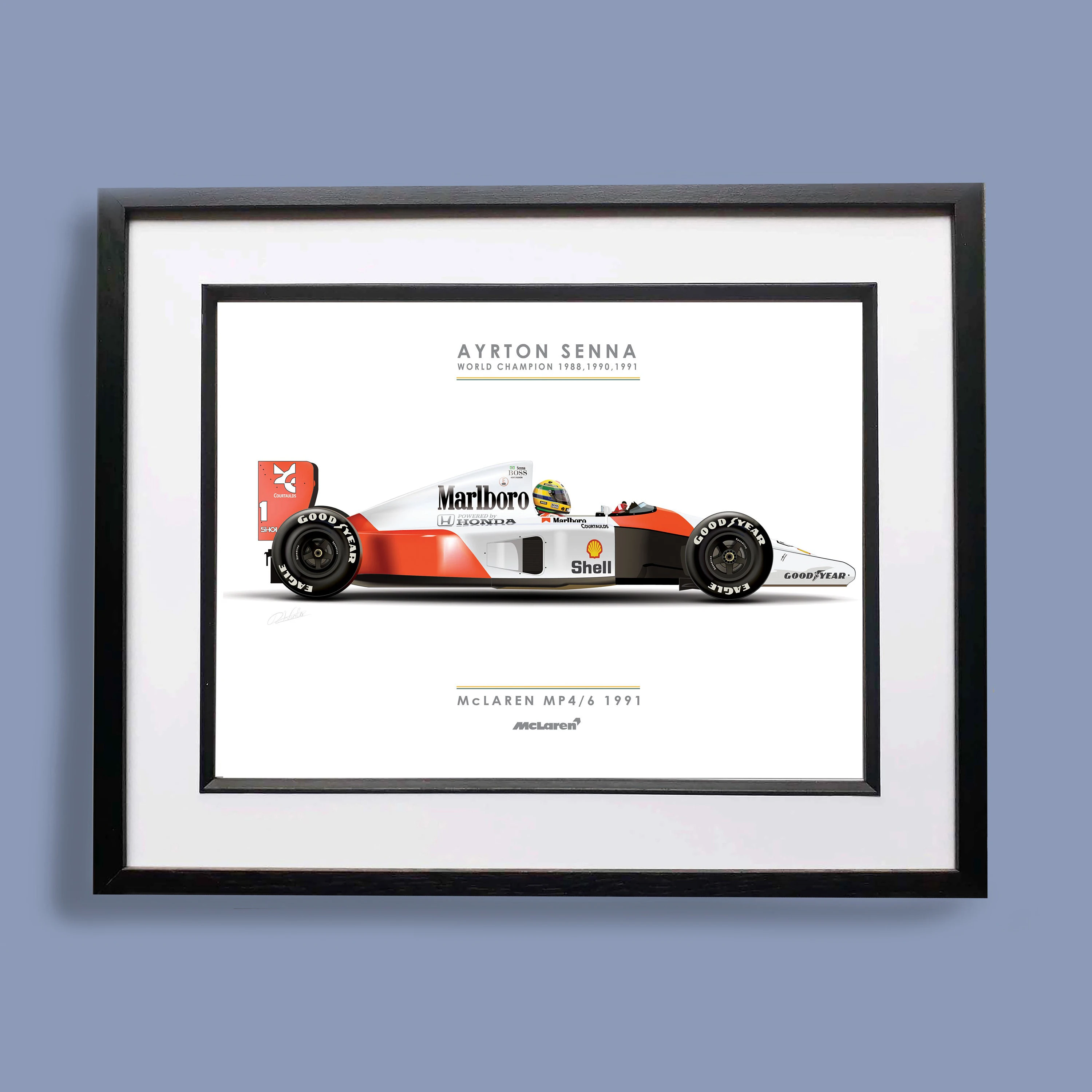 

1991 MP4/6 Ayrton Senna World Chanpion 1988 1990 1991 Car Poster Print Canvas Painting Home Decor Wall Picture For Living Room