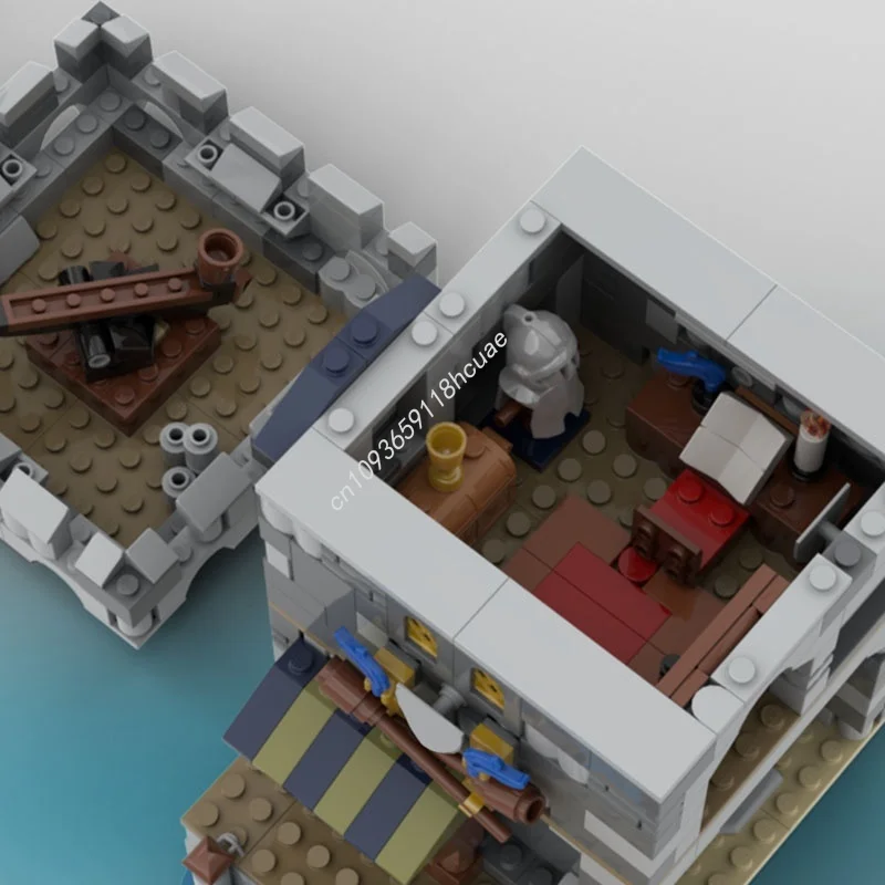 2357pcs MOC Middeleeuwse Kustmarkt Zwarte Valken Kasteel Modelbouw Speelgoedblokken DIY Idee Onderwijs Kerstcadeaus Baksteen Kinderen