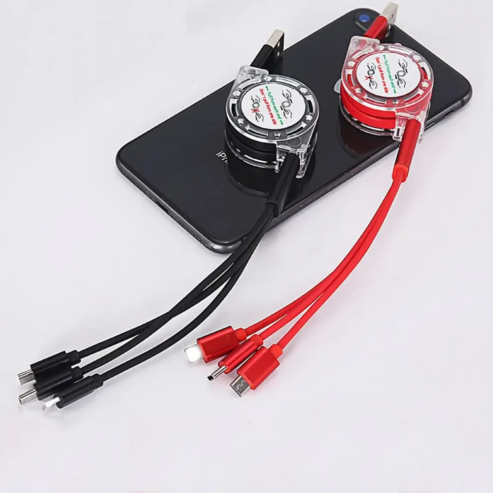 New Multi functional Durable 3 in 1 USB Cable Retractable Fast Charging Cable Universal