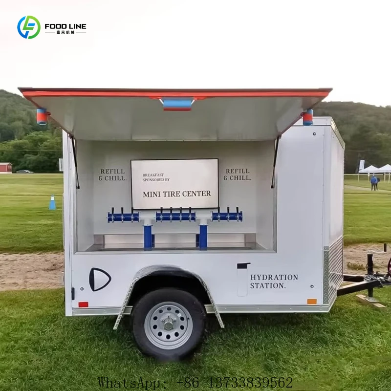 Customized Refrigerated Trailer Mobile Outdoor Water Station 6-10 Taps Fiberglass Bottle Refill Beer Beverage