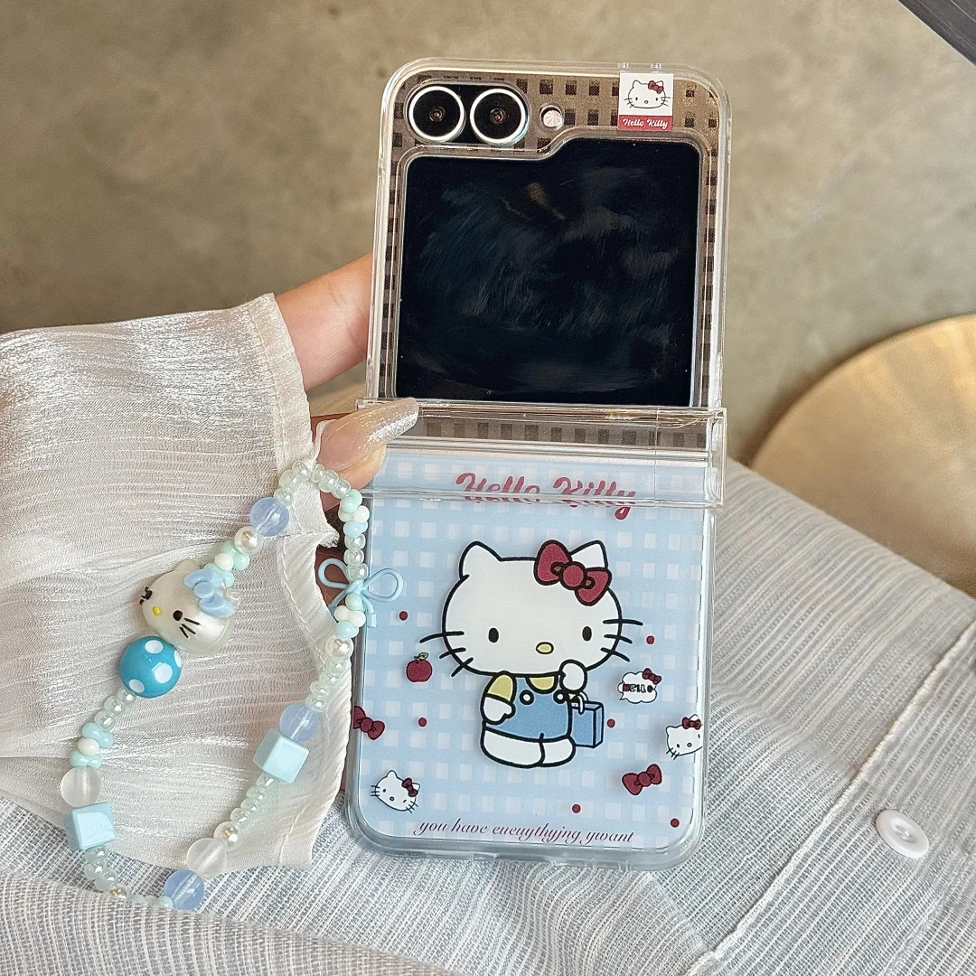 الفاخرة لطيف الكرتون مرحبا كيتي بلدي ميلودي واضح قضية الهاتف لسامسونج غالاكسي Z الوجه 7 FE 6 5 4 3 غطاء مع الحبل وحامل