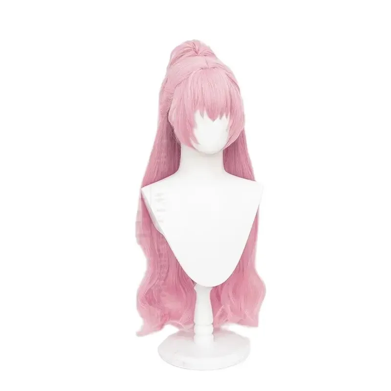 Peluca de Anime Miku Cos de 85CM, cola de caballo única, pelo sintético rosa resistente al calor, pelucas de Cosplay para fiesta de Halloween + gorra