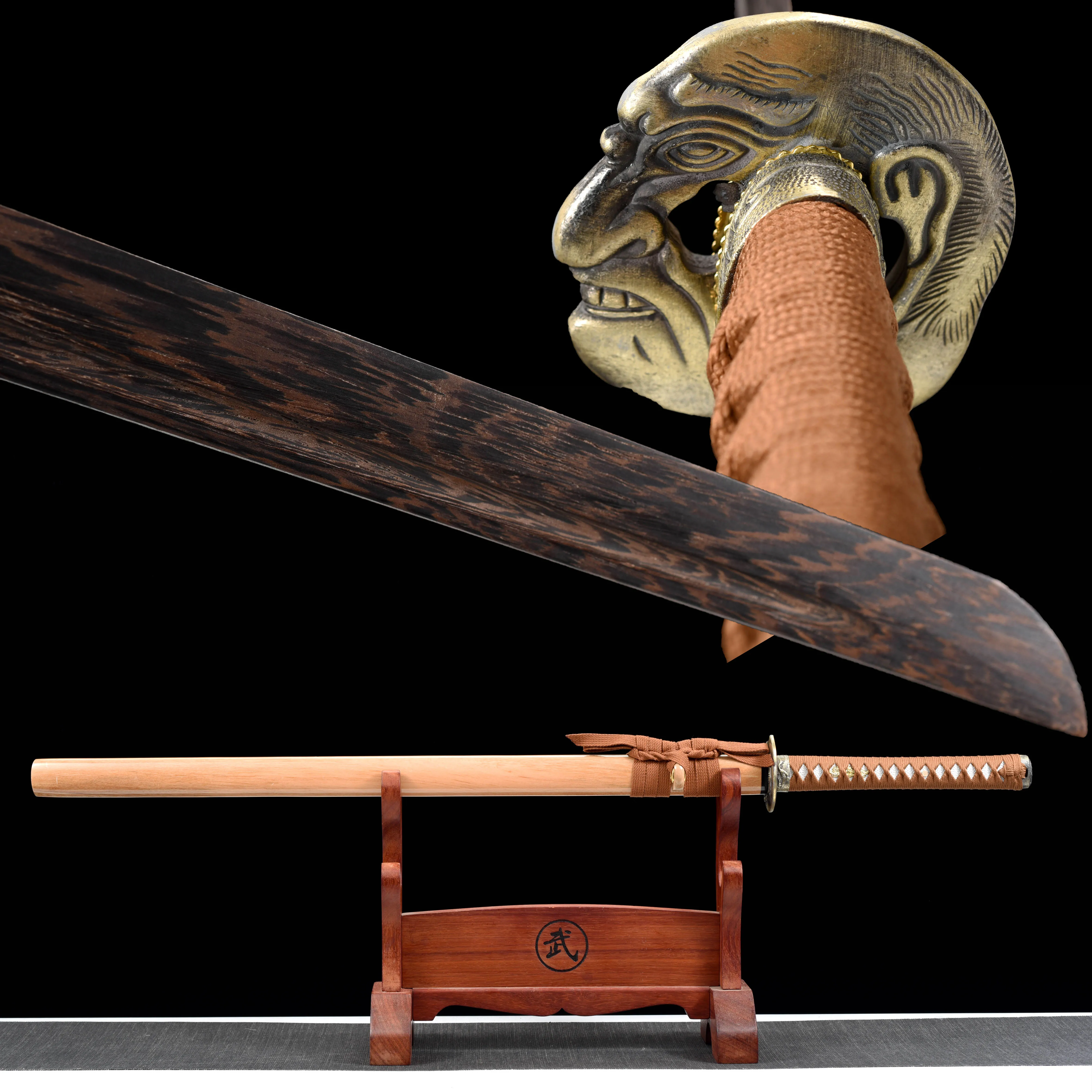 

katana Japanese samurai sword training, wooden sword role-playing, replica of medieval weapons, Halloween ninja, handcrafted