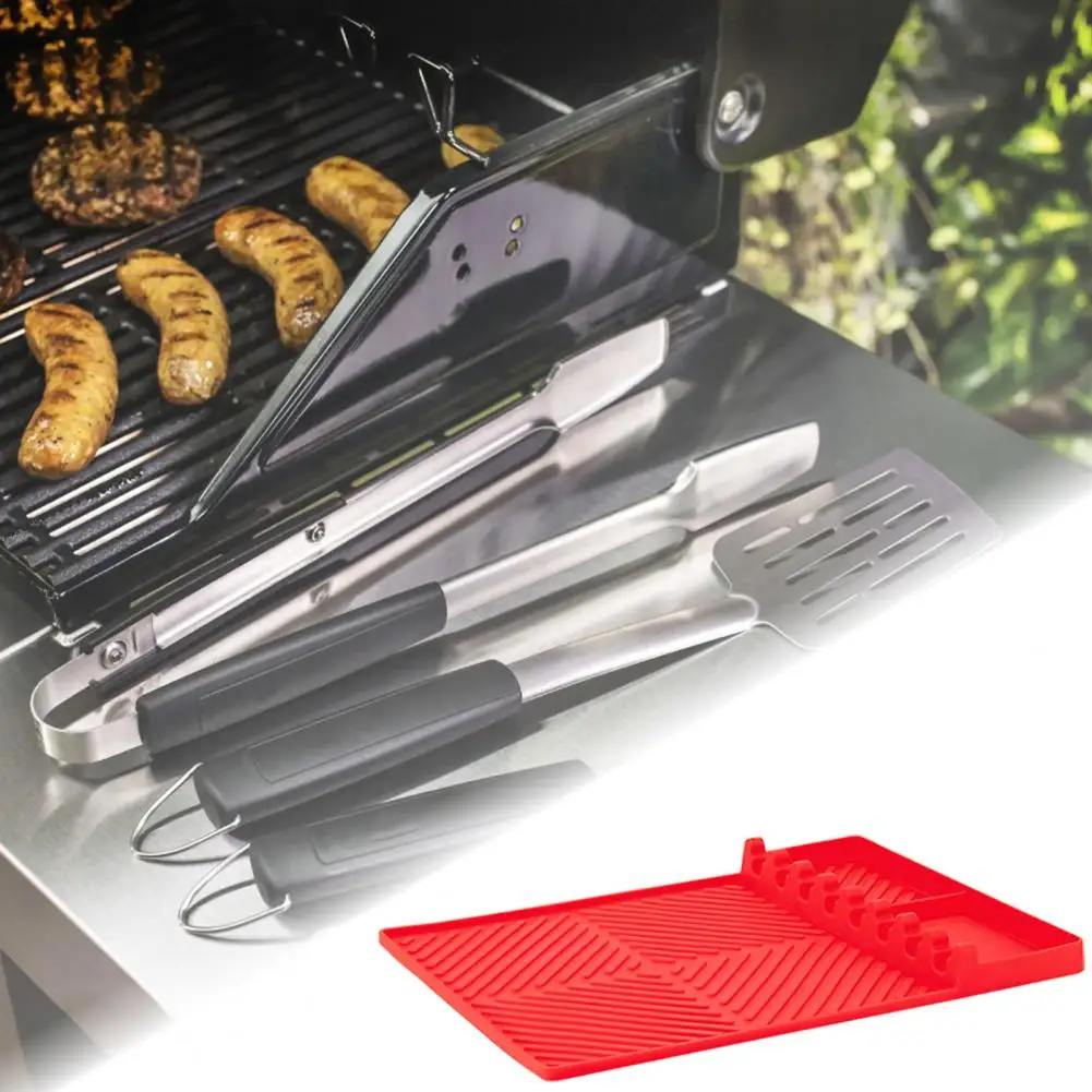 3 1 Silicone Spatula Mat Heat Resistant Silicone Grill Side Shelf Mat for Blackstone Bbq Grill with Spill Resistant for Multiple