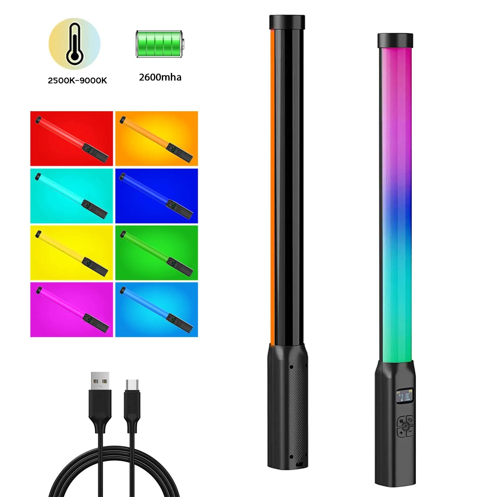 CRI 95+ 2500K-9000K Handheld RGB Colorful Video Stick Light 50CM LED Light Wand Photography Studio Lamp Photographic Lighting