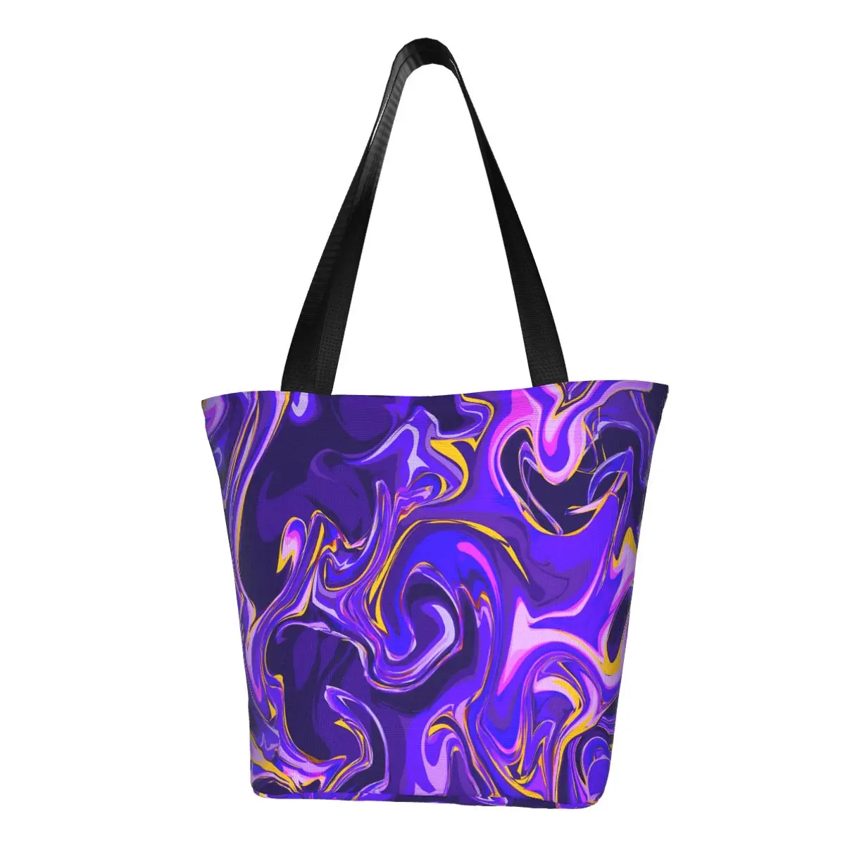 Purple Marble Shopper Bag Liquid Design Shoulder Bag Student Office Polyester Tote Bag Aesthetic Graphic Handbags