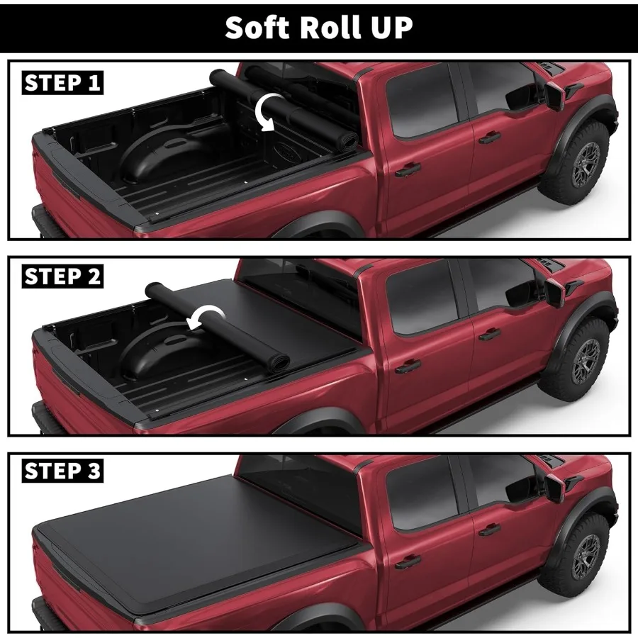 Penutup Bak Truk Gulung Lembut Kompatibel untuk 2015-2024 2025 F150 F150 Styleside 5.5FT 67 Inci