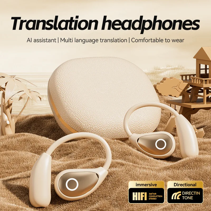 M95 OWS AI Translator Real-Time Translation Bluetooth Headphone Open Ear Earphones for Multitasking Dual Pairing Travel Business