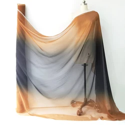 1 meter X 1.48 meter Thin Ombre Chiffon Fabric Dancing Gauze Material Gradient Brown Black Brown