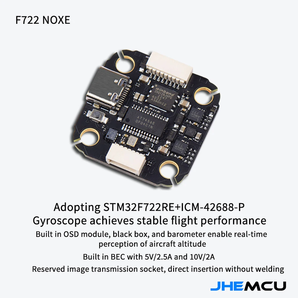 

JHEMCU F722 NOXE 722 STM32F722RE Flight Controller ICM-42688-P Gyro 3-6S Support D shot 150 D shot 300 D shot 600 For Drone FPV