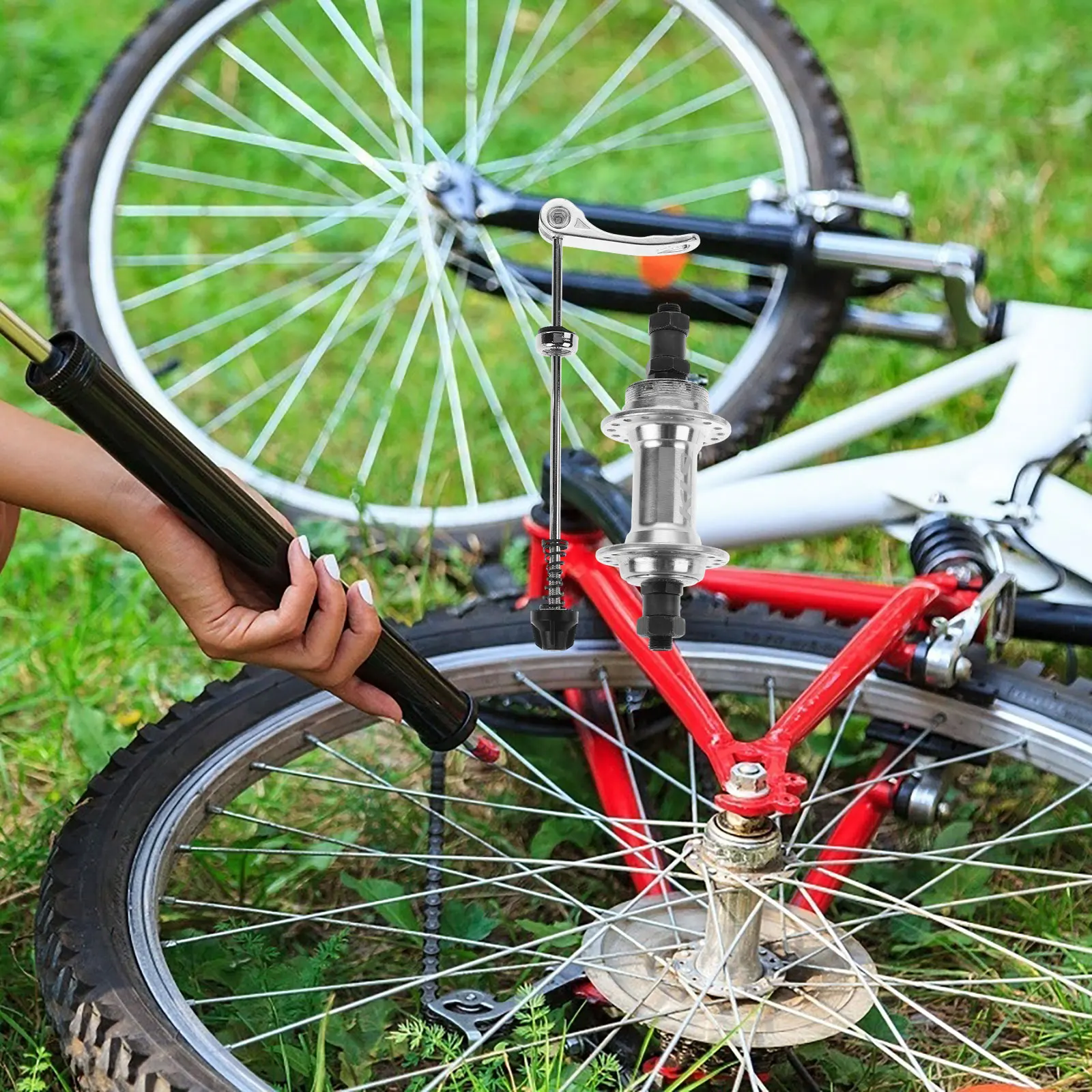 

1Set Aluminum Alloy 32-Hole Quick Release Mountain Front Rear Compatible Bicycle Wheel Hub Axle