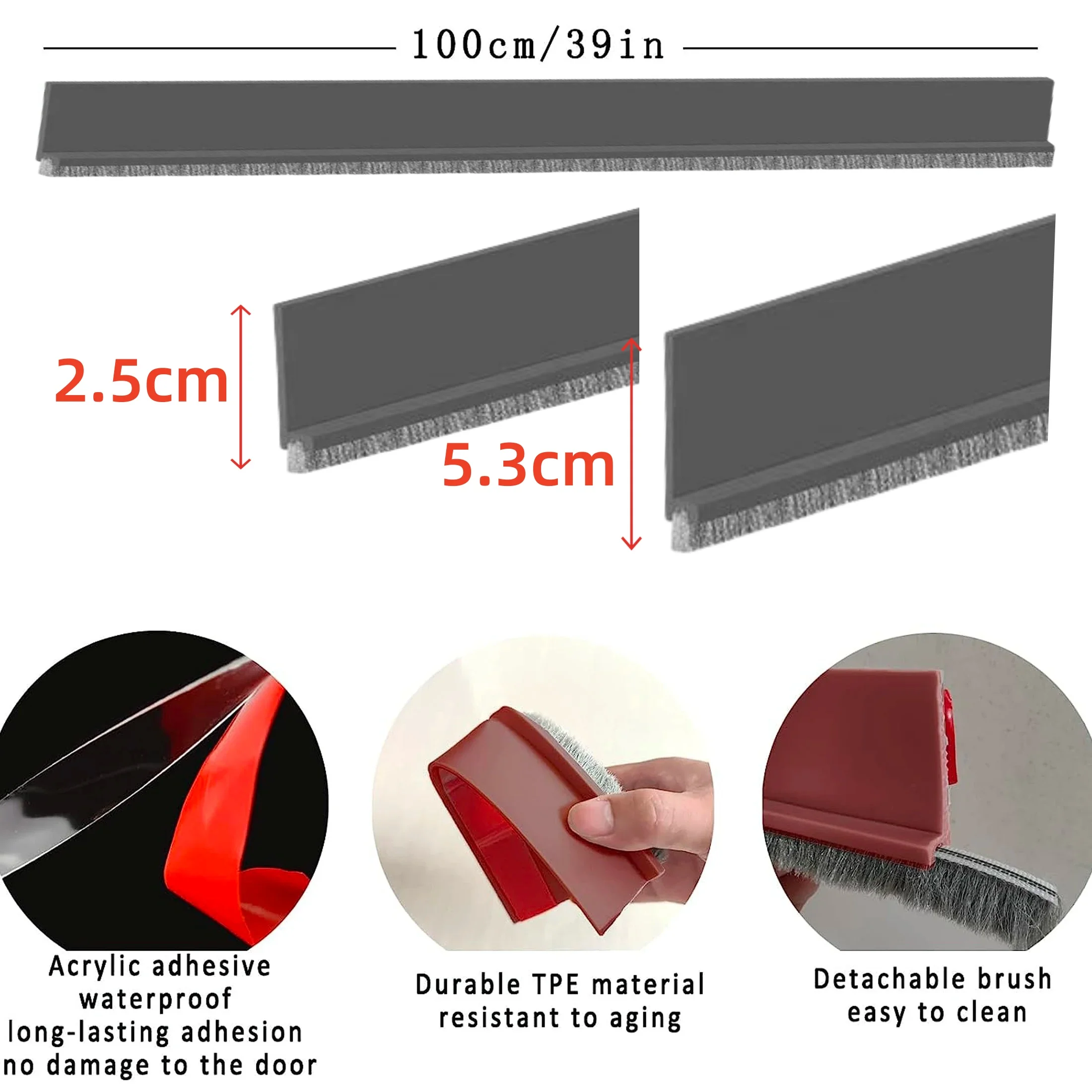 Deurafdichting Trekstop Met Borstel Verminderen Lawaai, Rubberen Deur Vegen Wind Blockerinsect Proof, Stofdicht En Geluiddicht Afdichting