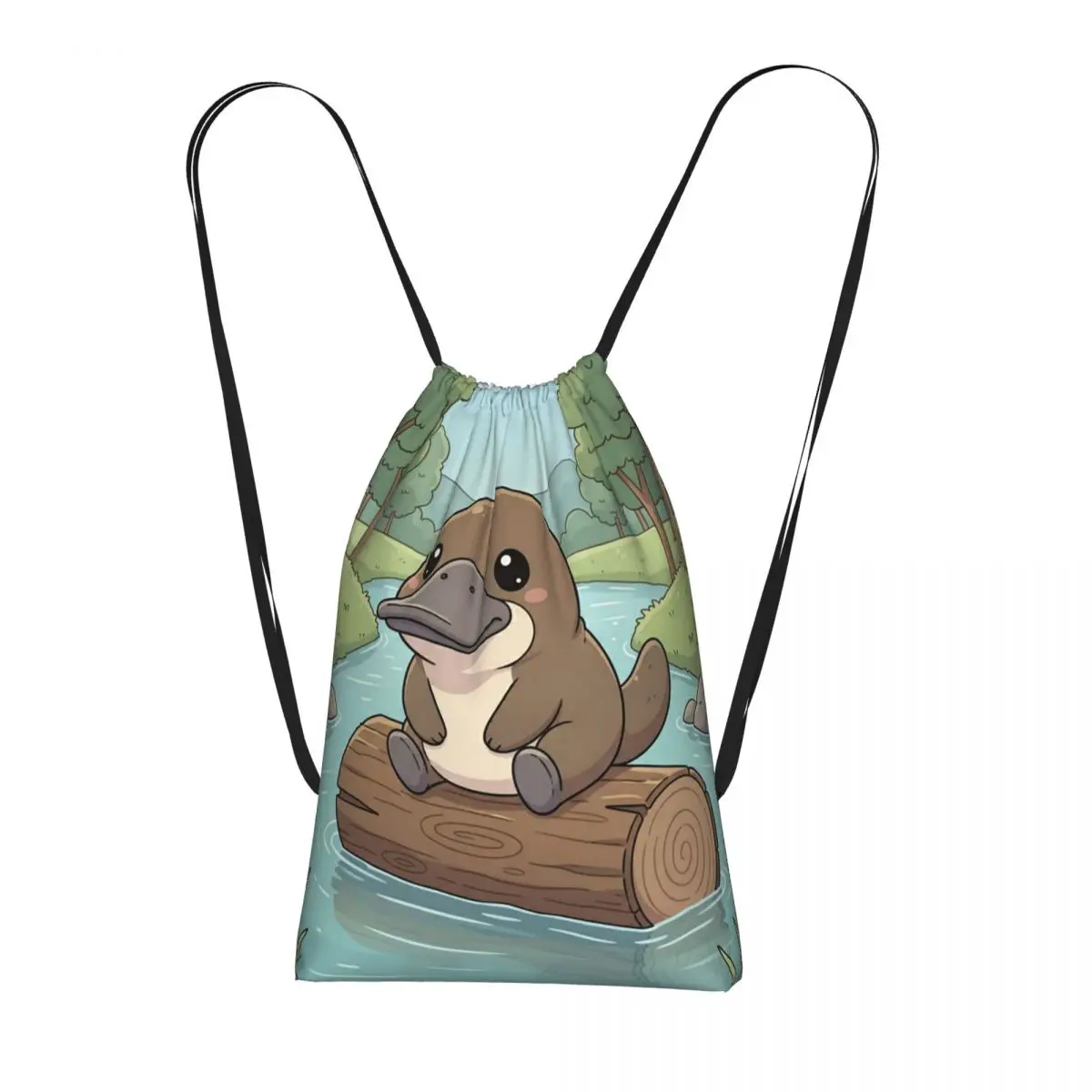 

Cartoon Cute Platypus Print Backpacks Fashion Drawstring Bags Storage Bag Book Bags for Man Woman School