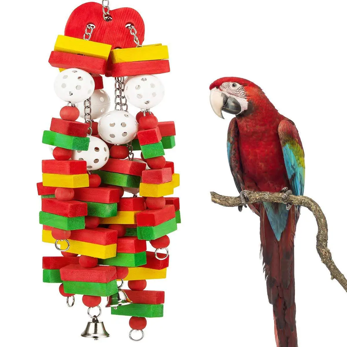 

Pet Supplies Wooden Parrot Supplies, Grey Parrot Yali Sun Nibbling Toys Birds Toys Apple Skewers
