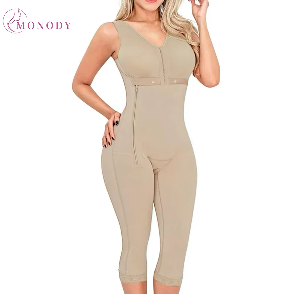 Women Full Body Shapewear with Wide Straps Side Zipper Closure Tunic Sheath Slimming Butt Lifter Underwear Faja Colombiana Mujer