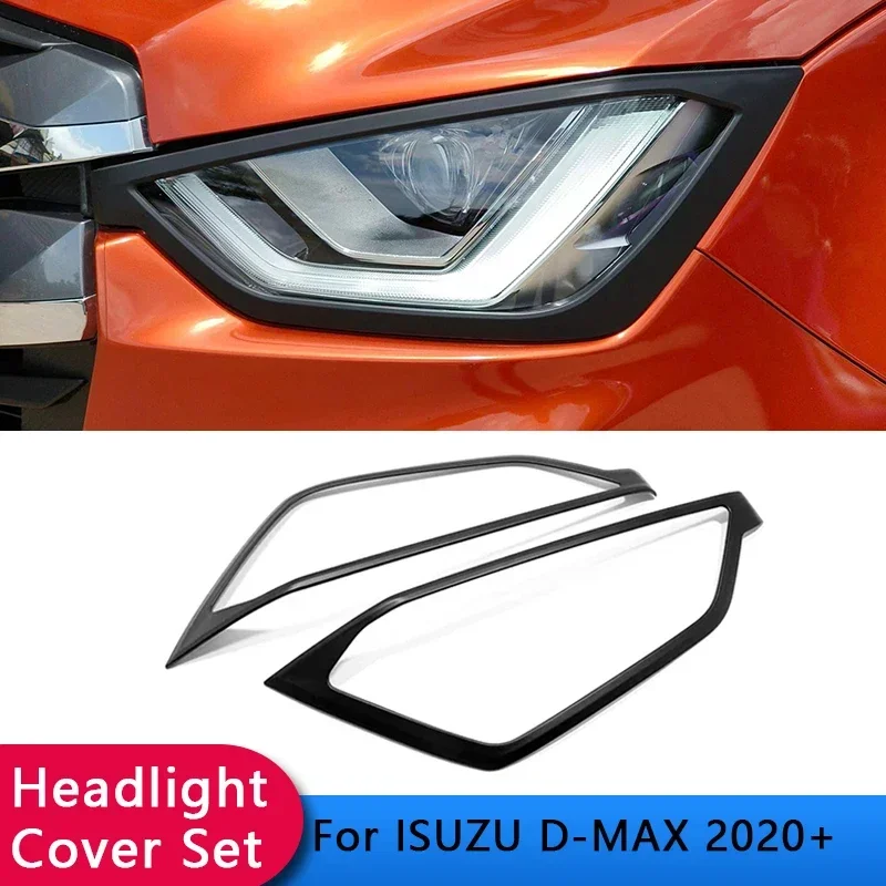 

2 шт., накладки на фары для ISUZU D-MAX 2020 2021 2022 2023 2024, модели на год, матовые черные колпачки для фар, автостайлинг пикапа