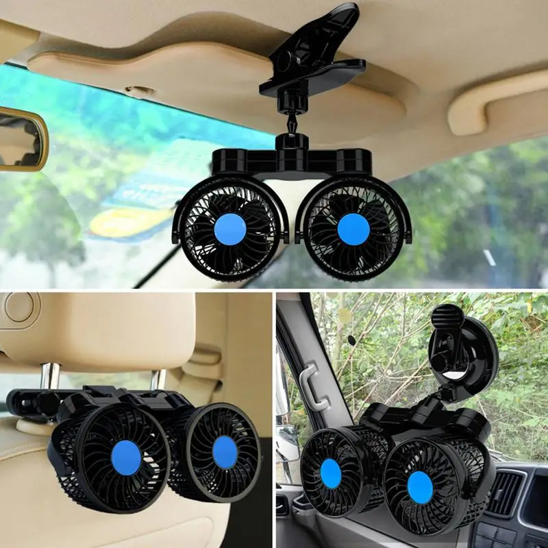 Electric Car Fans Dual Head Clip-On Seat Fans Efficient Car Cooling Adjustable Cooling Air Fan For Enhanced Comfort In SUV Truck