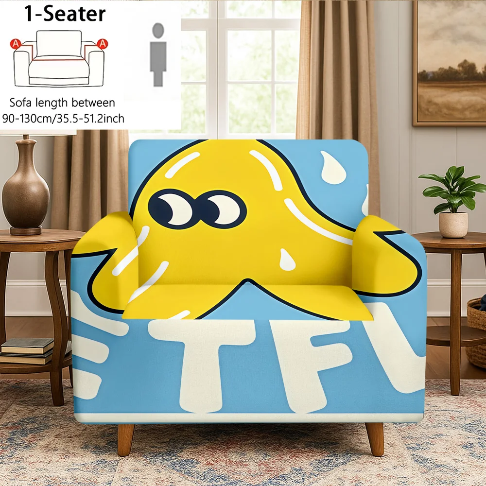 Cartoon Yellow Banana Print Sofa Cover, Cream White Duck Print Slipcover, Vintage Star Stripe Cartoon Dustproof Protector.