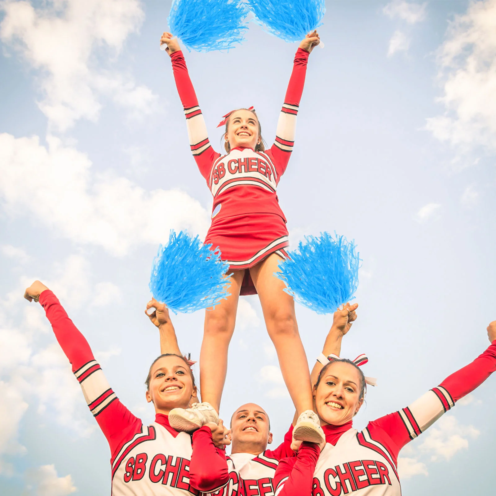 

12Pcs Cheerleading Pompoms Hand Flower Team Spirit Cheering Party Dance Competition Pom Pom Sparkle Cheering Hand Flower