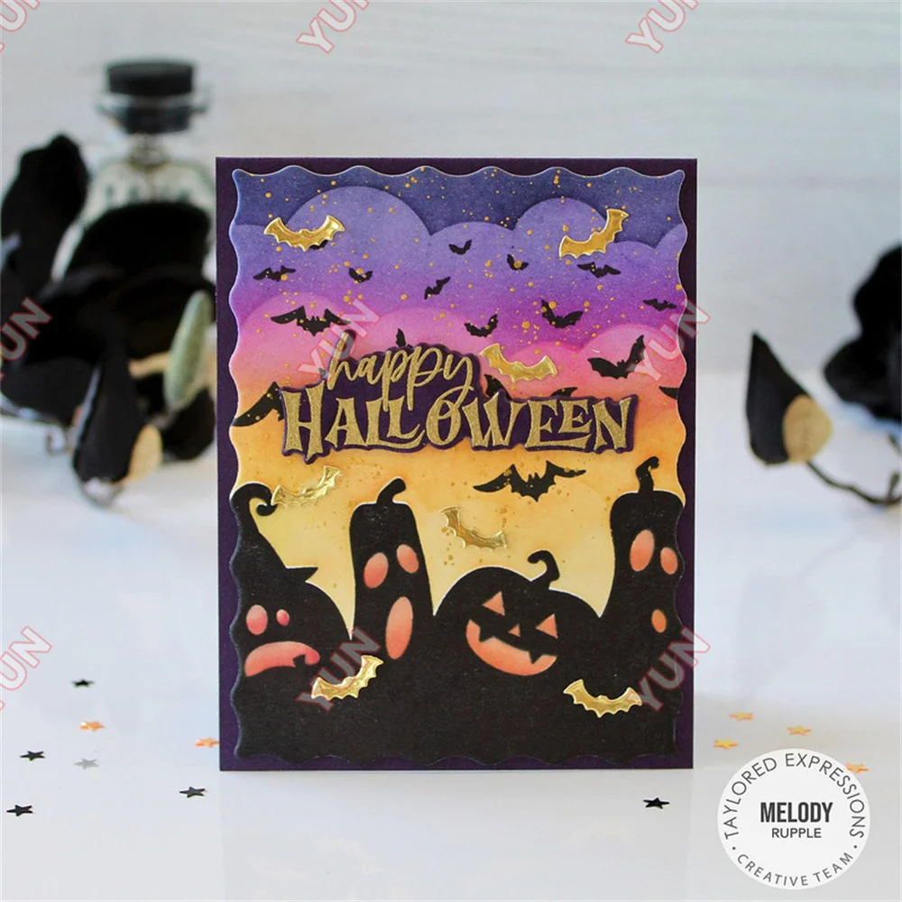 Arrival New Dies and Stamps Halloween Candy Pumpkin Spooktacular Sentiments Layered Stencils DIY Making Scrapbooking Card Crafts