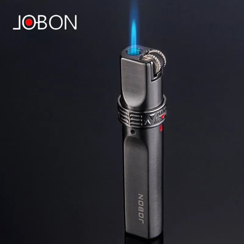 JOBON Jet Metal Windproof Stripe Gradient Turbo Torch Gas Lighter Grinding Wheel Lighter Butane Cigar Accessories Gift