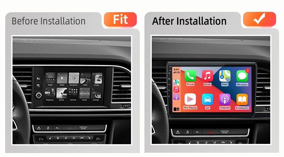 AWESAFE Kabelloses CarPlay Android Auto Radio für Seat Leon MK3 2012 2013 2014-2020 Plug & Play FM BT RDS DSP 4G GPS Multimedia – Detail 2