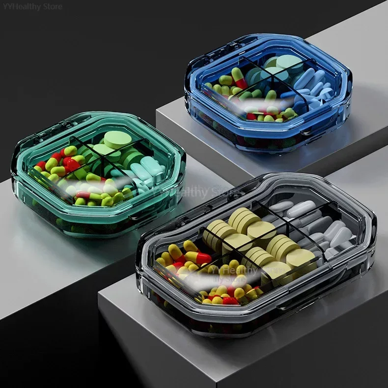 

6 Grids Pill Storage Box Travel Medicines Storage Box Drug Separation Mini Portable Organizer Container with Seal Ring Organizer