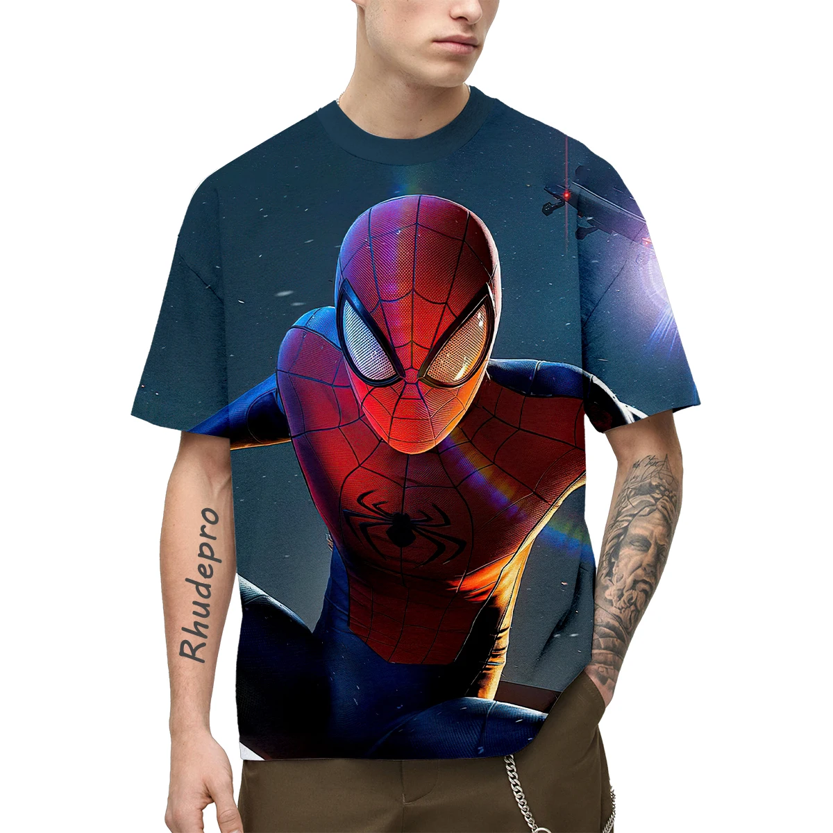 Miniso 2024 New Mens Summer Venom Spider-Man 3D Print T-shirt O-neck Short Sleeve T Shirt Casual Loose Hip Hop Kids Funny