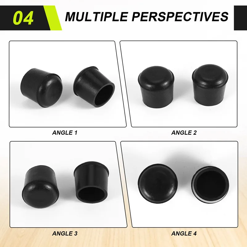 A96I-Mobiliário de borracha muleta pés fezes cadeira perna ponta almofada 12 peças preto