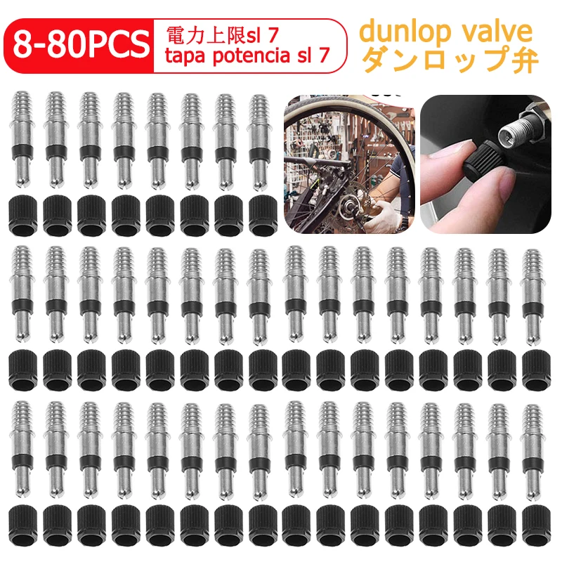 8-80pcs Dunlop Woods Valve Cores Convenient Replace Bicycle Accessories with Caps for Bike Inner Tube For Car Truck Trailer