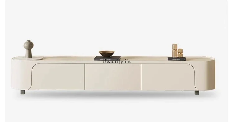 

13-*Cream wind TV cabinet Modern simple living room Household small apartment Wabi sandy wind light luxury floor cabinet