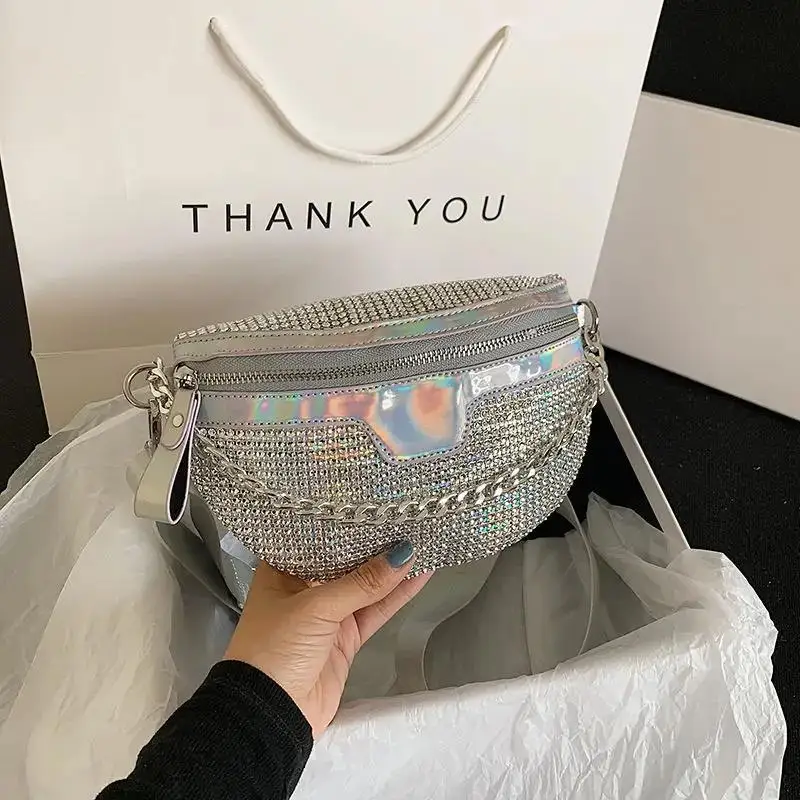 Women Fanny Pack Diamond Waist Belt Bag Luxury Designer Shoulder Bags For Fashion Handbag Chain Chest Crossbody