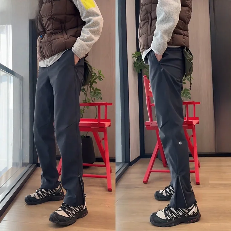 

Outdoor Climbing Workwear Pants Men's Fce Lined Casual Soft ell Zippered Trousers Windproof Faionable Functional Jeans