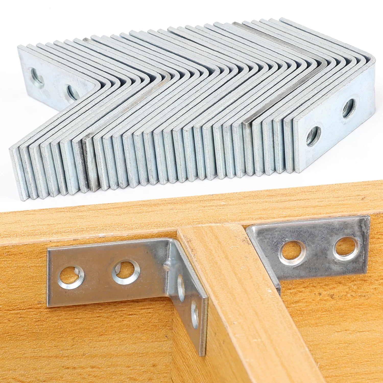 10/50pcs L-Shaped Corner Brackets Corner Connector Metal Shelf Wall Bracket Fixing Right Angle Braces Drawer Furniture Hardware