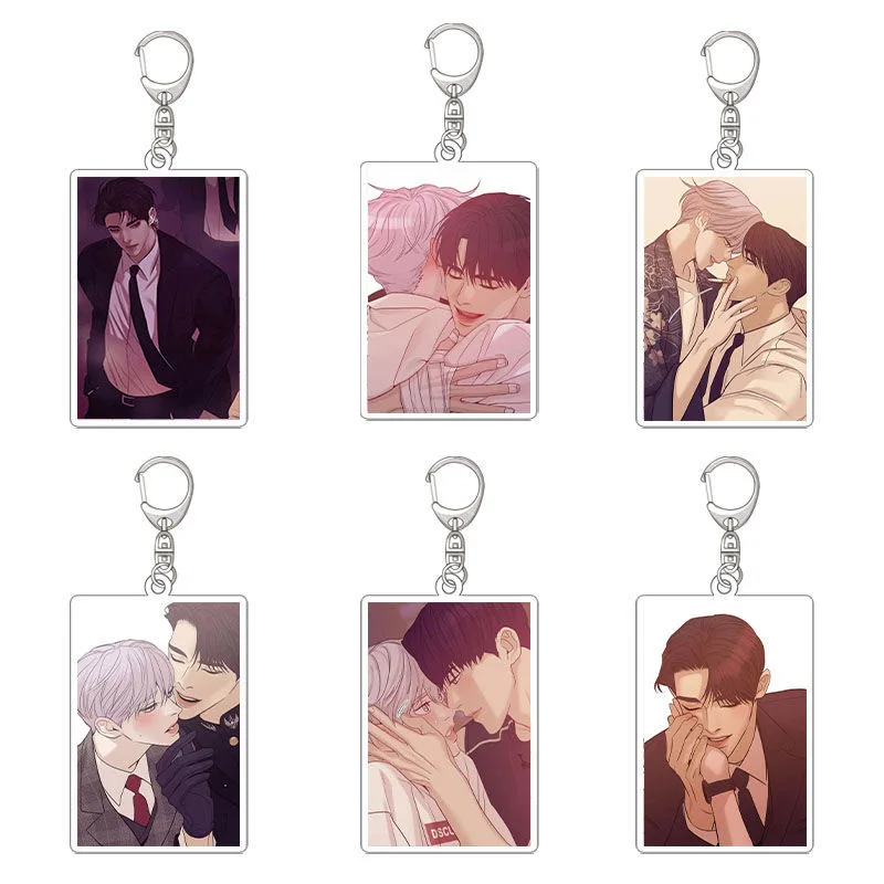 Korean BL Manhua‌ Male Male Love Cute Boys Comic Kang Doo-shik Jin Ju-ha Keychain Acrylic Double-side Hanging Pendants Ornaments