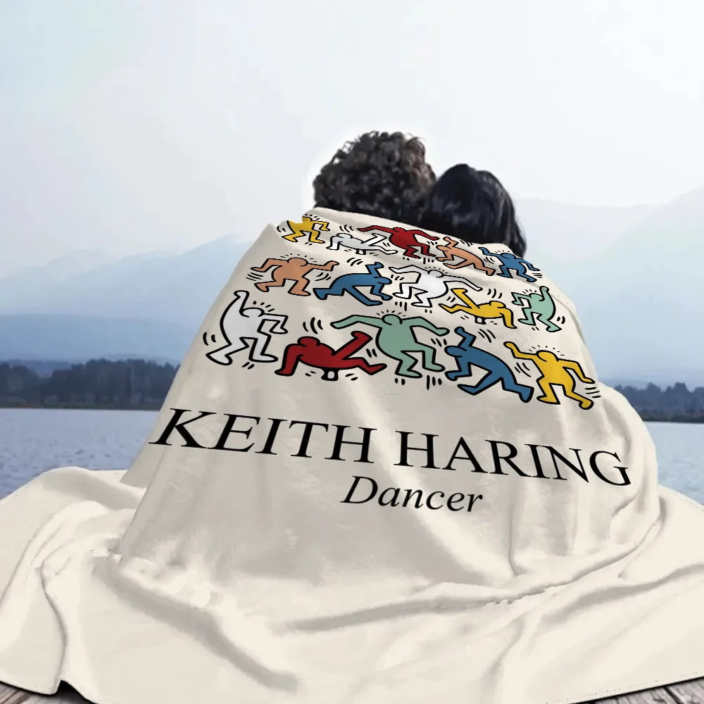 Keith Harings Microfiber Bedding Fluffy Plaid Cobija Sofa Throw Blanket Fluffy Interior for Home Warm Blankets for Cold Knee Nap