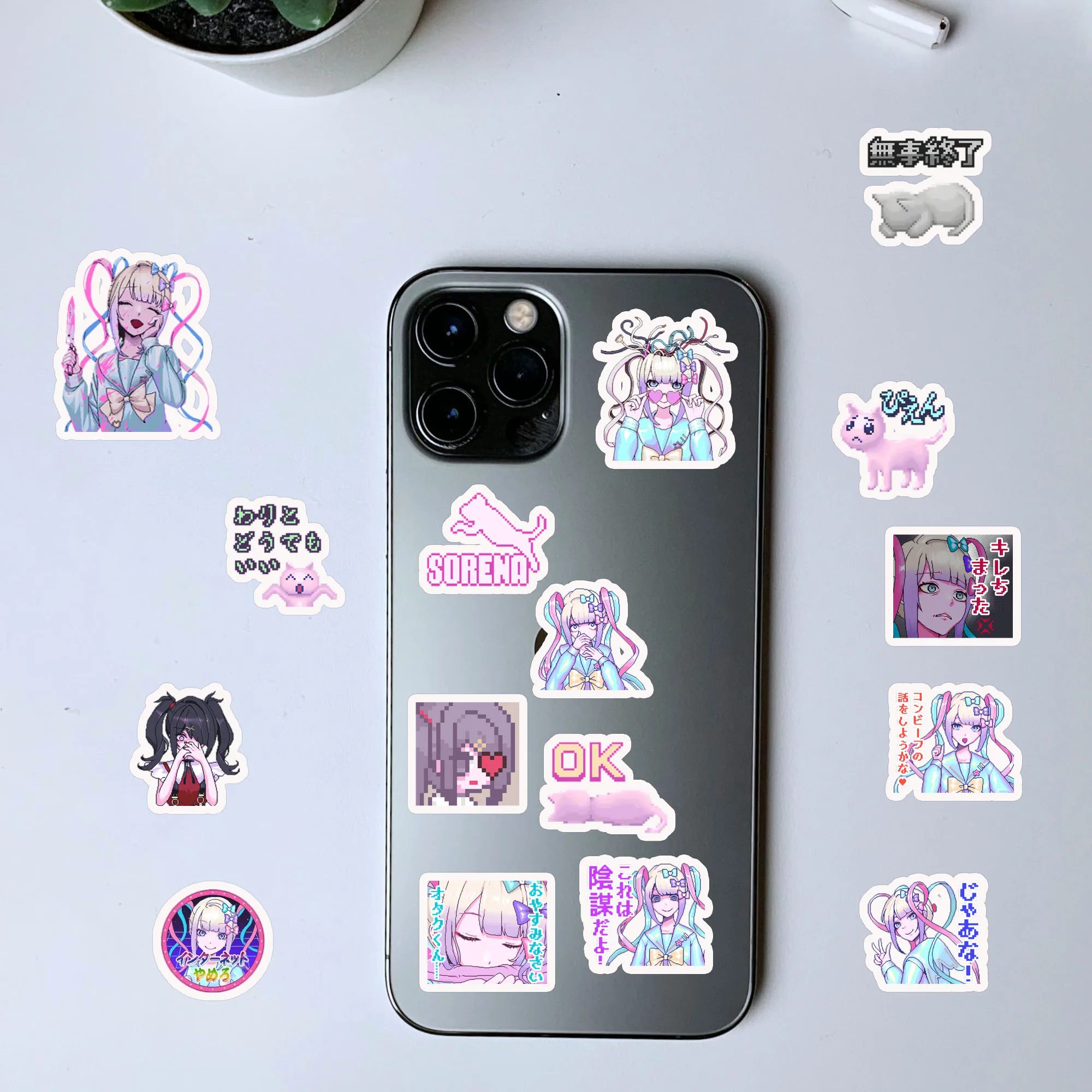 Anchor Girl Game Sticker, süße Mädchen-Manga-Pixel-Sticker für DIY-Dekoration verschiedener Accessoires – Detail 4