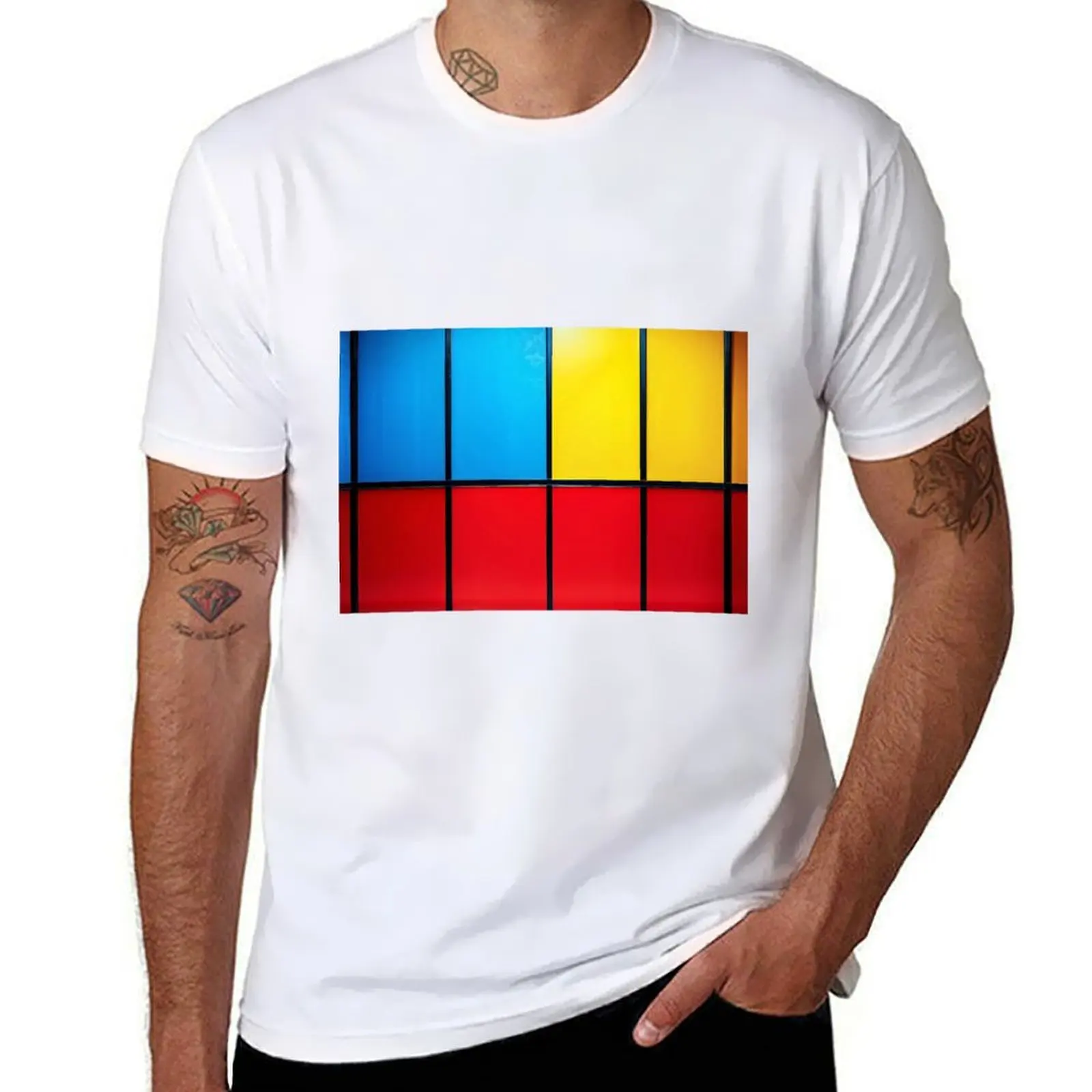 

shirt and man t men with Composition Red designer Blue Yellow shirt T-Shirt t cotton 100%