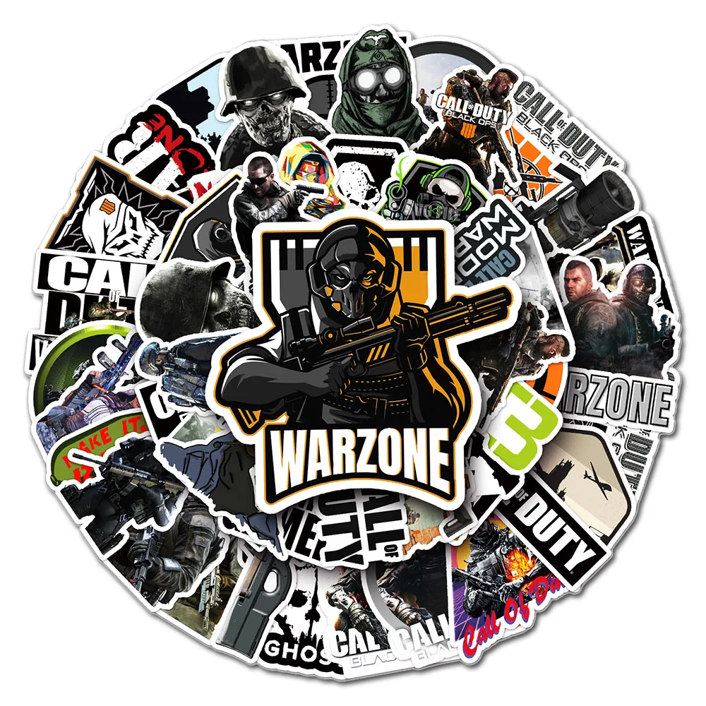 10/30/50PCS Cool Call of Duty COD Stickers Graffiti Decal Phone Suitcase Laptop Skateboard PVC DIY Classic Toy Decoration Gift