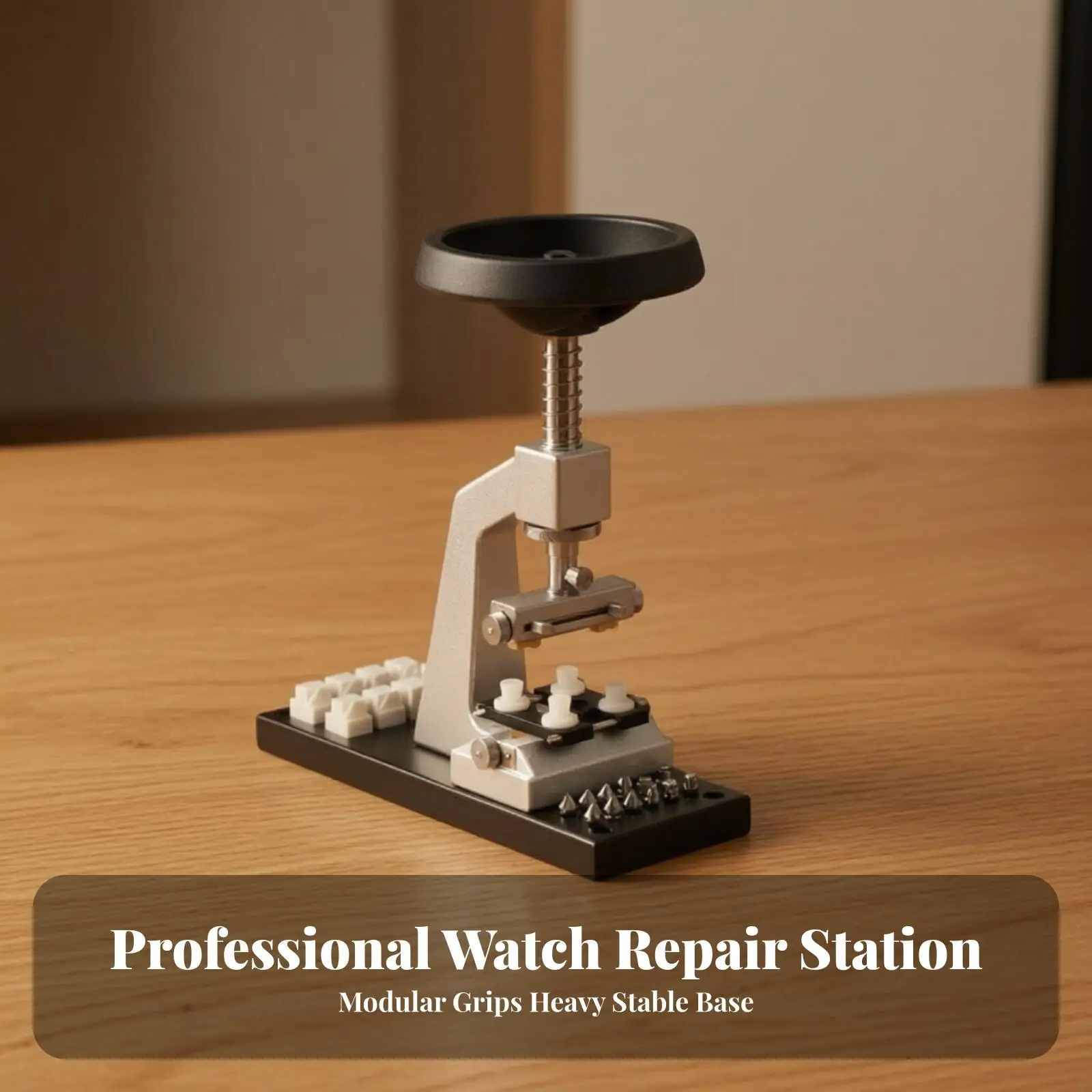 Watch Case Opener with Positioning Blocks Screw-Driven Watch Case Opener Repair Tool Desktop Manual for Watchmakers, Workshop