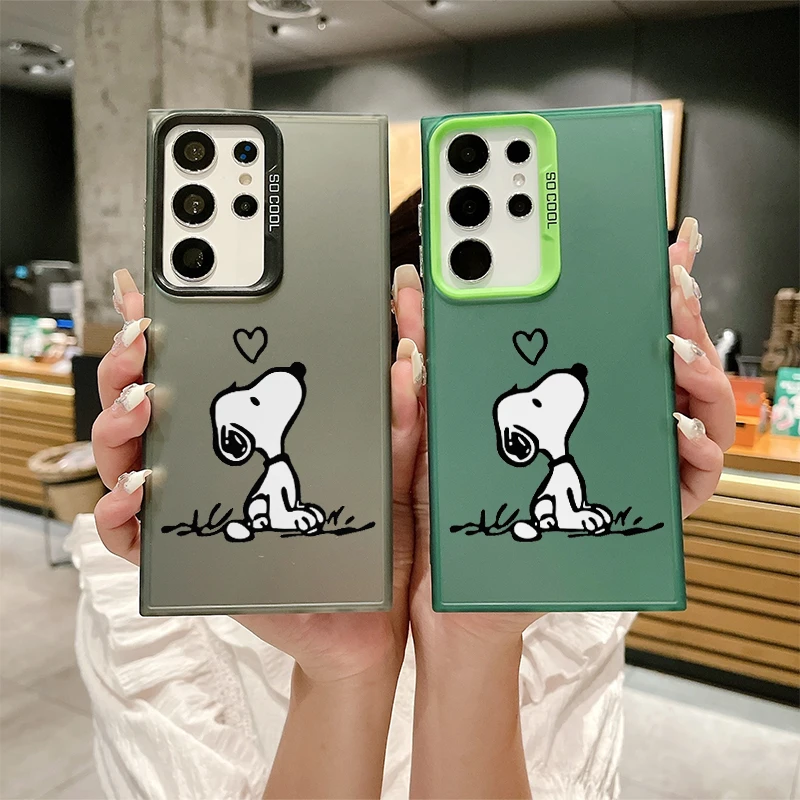 Snoopy Cute Cartoon Logo Fall Shockproof Case For Samsung Galaxy S24 S23 Ultra S22 S21 S20 Plus FE Note 20 Cover WK285