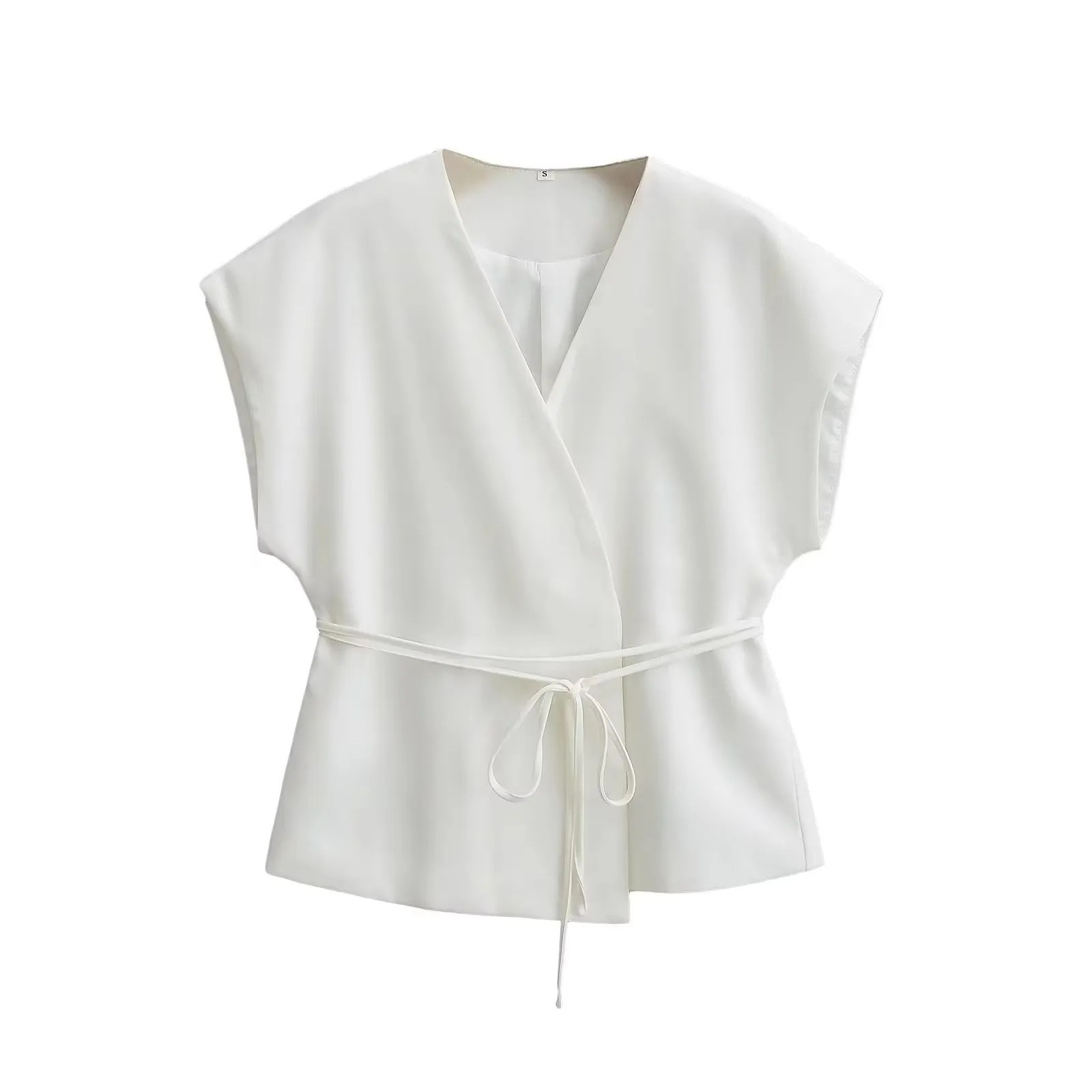 HH Women Elegant Solid Vests V Neck Sleeveless Lace Up Shirt Coat Casual Summer Female Fashion Y2k Top Vests