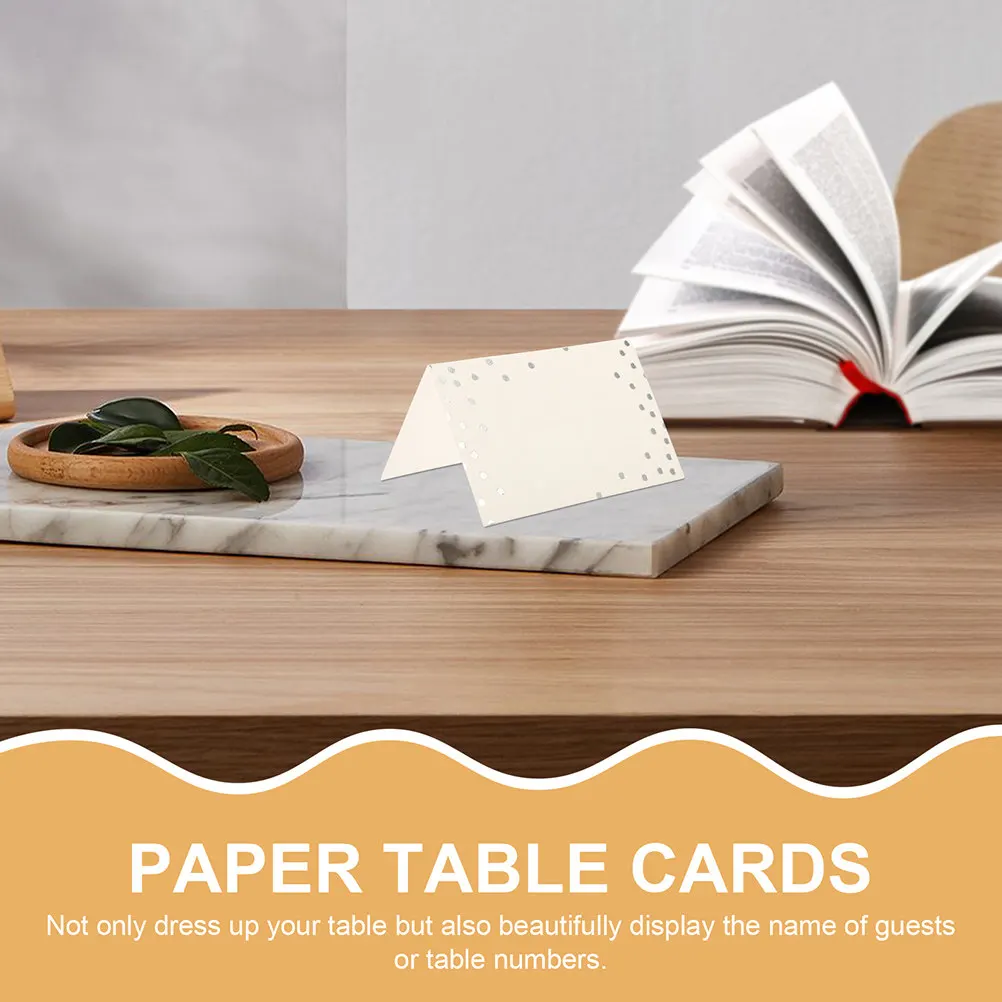 

100pcs Dot Print Wedding Table Name For Seating Arrangement Party Place Cards Table Tent Cards Blank Name Tents