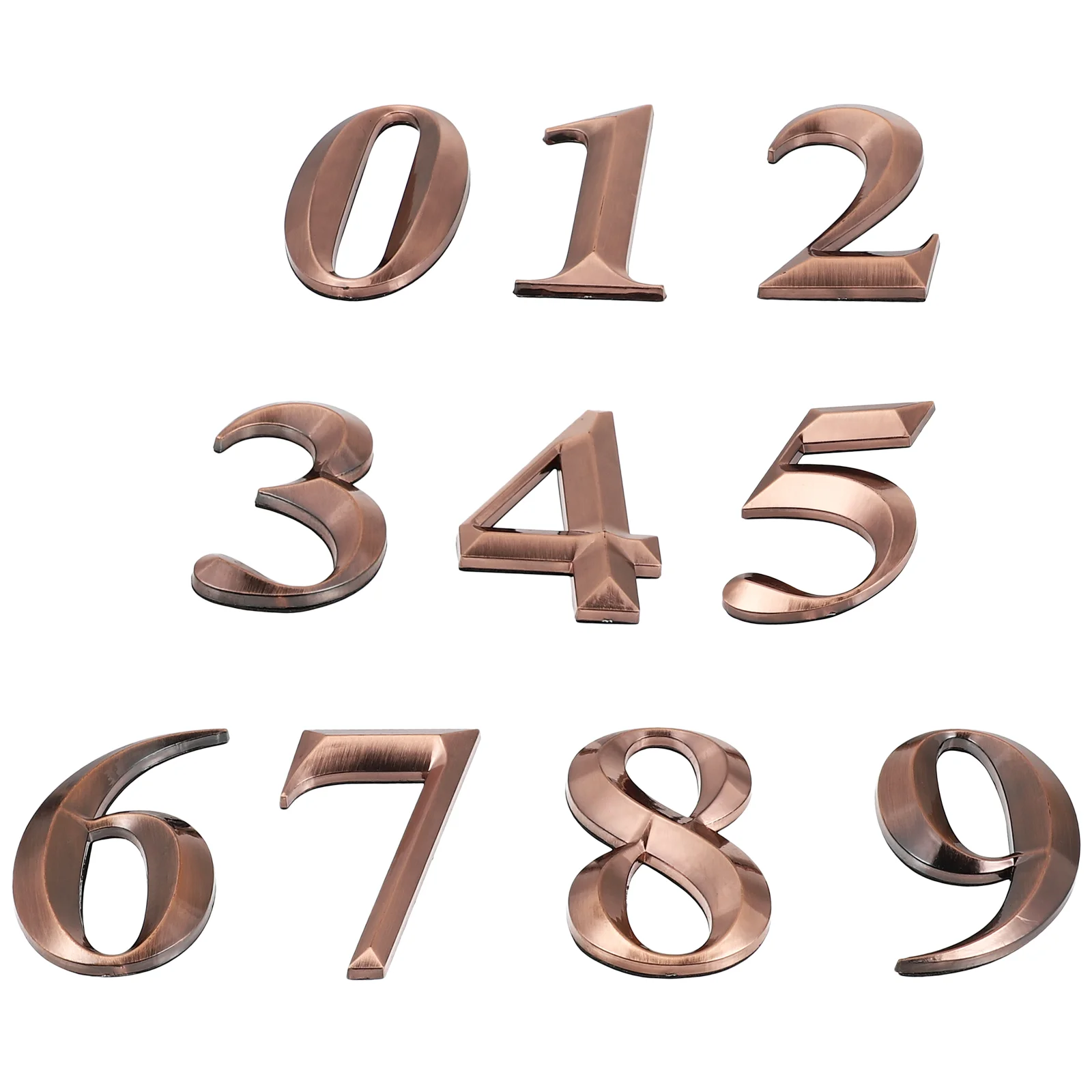 10 Pcs Smooth Surface Numbers Mailbox Sticker Applique Durable 3D Decal Abs Resin Sign Dry