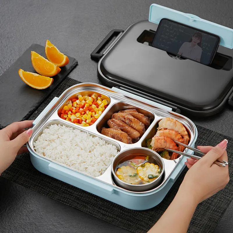 

Japanese Bento Box Food Container White Bag Set Food Storage Containers Children Heated Lunch Box Stainless Steel Adults 304 Bar