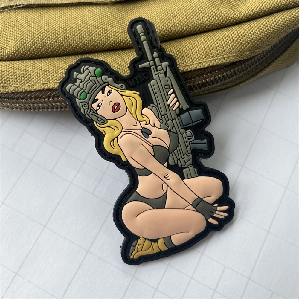 

Ukraine Tactical Girl PVC Patches Sexy Girl Bikini Morale Badge Outdoor Backpack Hook and Loop Sticker