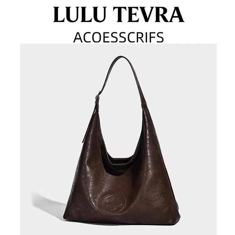 

Lulu Tevra Retro Faion Oil Wax Leather Handbag Large Capaci Versatile oulder Bag Sli Trendy Women's Bag