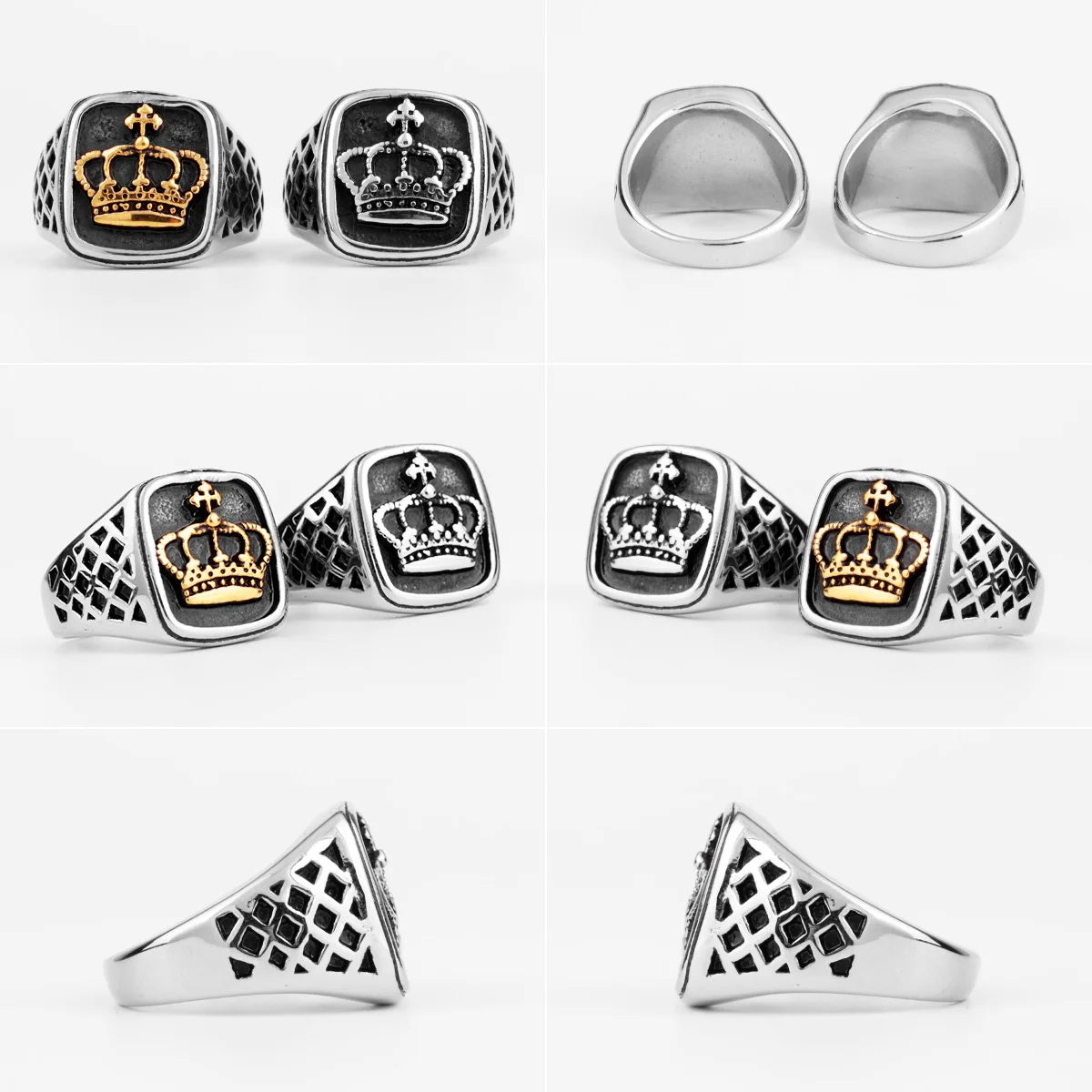 Crown Gold Silver Color Men Rings Punk Hip Hop Trendy Cool for Boyfriend Male Stainless Steel Jewelry Creativity Gift Wholesale