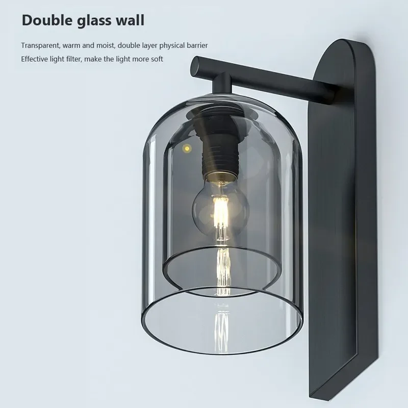 Scandinavian Postmodern Double Glass Wall Lamps For Entrance Hallway Aisle Bar Bedroom Restaurant Staircase Hanging Wall Light