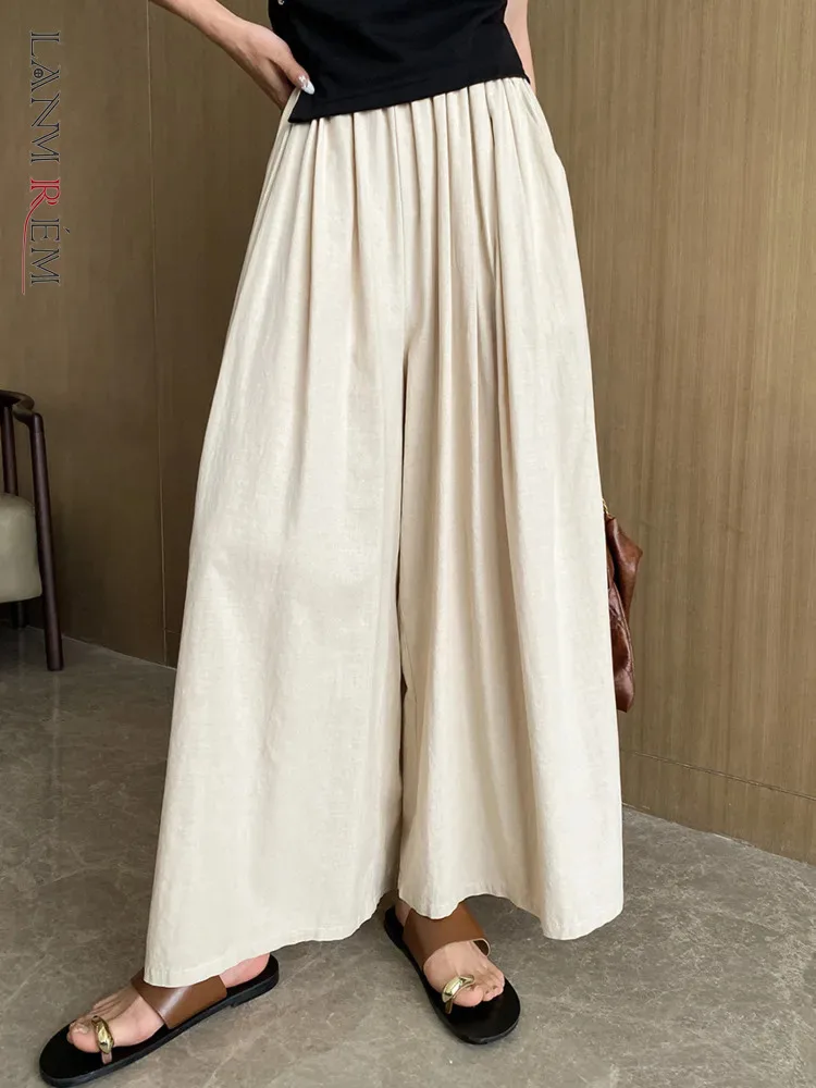 

Брюки женские льняные свободного покроя, с эластичным поясом